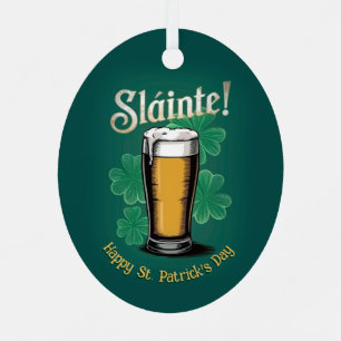 Slàinte! Saint Patrick's Day Pint van bier op groe Metalen Ornament