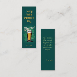 Slàinte! Saint Patrick's Day Pint van bier op groe Mini Visitekaartje