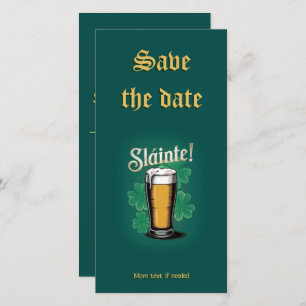 Slàinte! Saint Patrick's Day Pint van bier op groe Save The Date