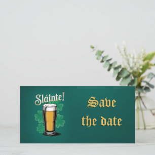Slàinte! Saint Patrick's Day Pint van bier op groe Save The Date