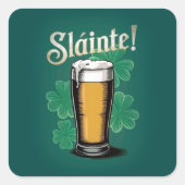 Slàinte! Saint Patrick's Day Pint van bier op groe Vierkante Sticker (Voorkant)