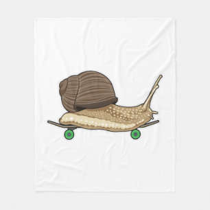 Slak als Skater met Skateboard Fleece Deken