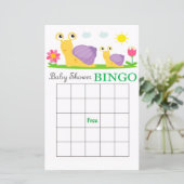 Slak baby shower bingo card (Staand voorkant)