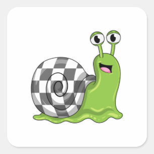 Slak bij Chess met Chessboard Vierkante Sticker