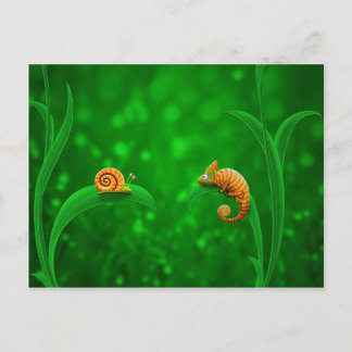 Slak en Chameleon Briefkaart