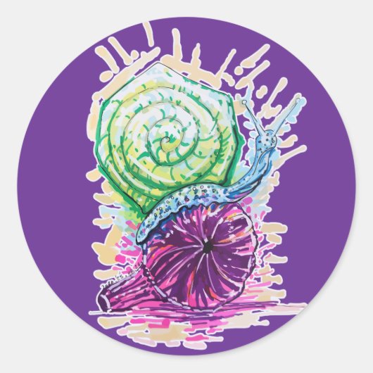 Slak in de vijg ronde sticker (Voorkant)