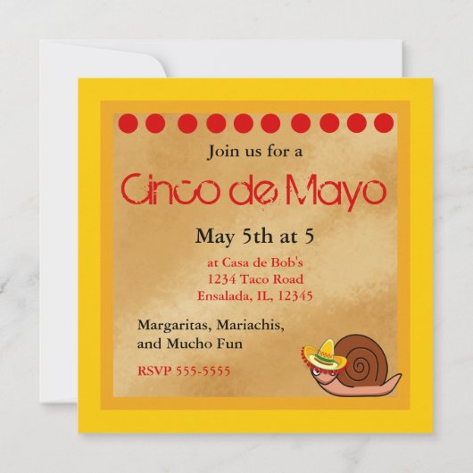 Slak in Sombrero Cinco de Mayo Kaart (Achterkant)