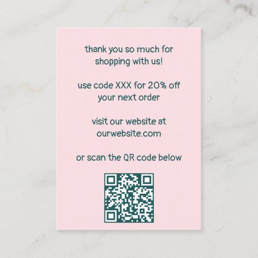 Slak Magische Paddestoel CUSTOM Bedankt bestellen Visitekaartje (Achterkant)