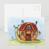 Slak met huis op achterste Waterverf Briefkaart (Voorkant / Achterkant)