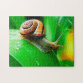 Slak op blad close-up Jigzaag Puzzle Legpuzzel (Horizontaal)
