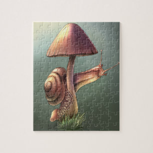 Slak op de paddenstoel legpuzzel