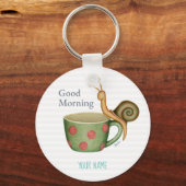 Slak op een koffiebeker sleutelhanger (Voorkant)