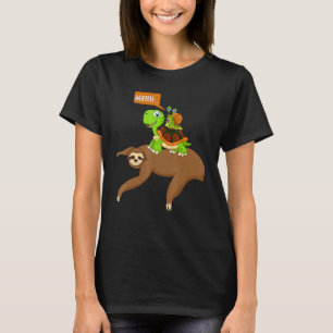 Slak rijden Sloth en Turtle Funny Running T-shirt