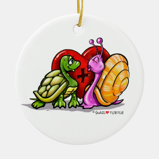 Slak + schildpad - LOVE - KISS - Ornament (Voorkant)