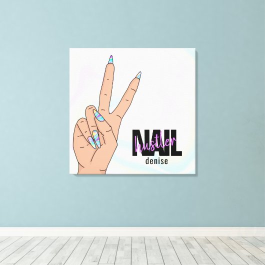 slakkalf salon hand nagelvijver canvas afdruk (Insitu (Houten vloer))