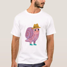 Slakken Fedora T-Shirt – Charmante Mosterdkleurige
