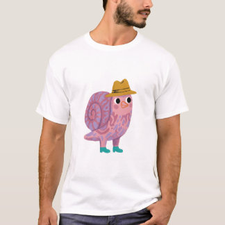 Slakken Fedora T-Shirt – Charmante Mosterdkleurige