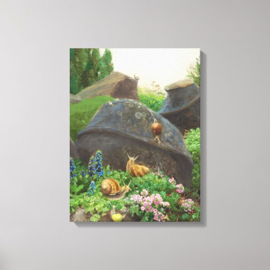 Slakken in een rotstuin (door H.A. Brendekilde) Canvas Afdruk (Voorkant)