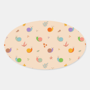 Slakken met slakken en bloemen ovale sticker