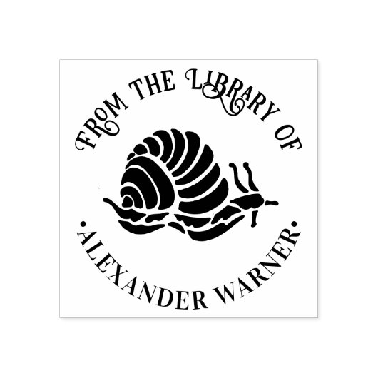Slakken Silhouet Zeekust Strand Rond Bibliotheekbo Rubberstempel (Afrduk)