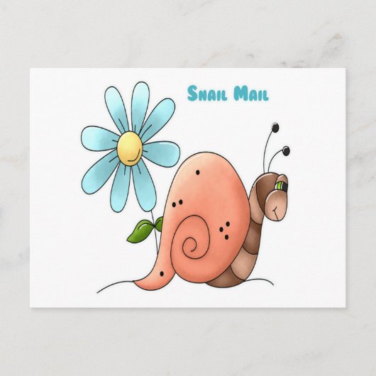 slakkenpost met blauwe bloem briefkaart (Voorkant)