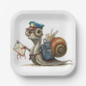 slakkenpostbode die post bezorgt papieren bordje (Voorkant)