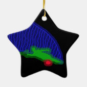 Slalom Water Skier Neon Spray Keramisch Ornament (Achterkant)