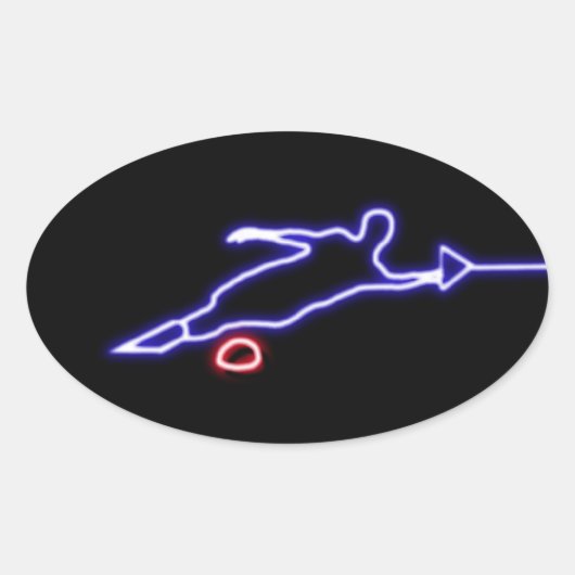 Slalom Waterskiër Neon Sticker (Voorkant)