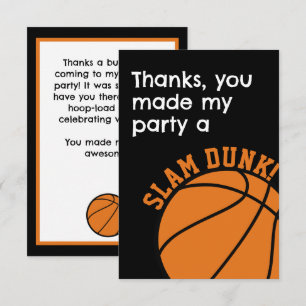 Slam Dunk Basketbal Verjaardagsfeestje Bedankkaart