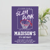 Slam Dunk Basketball Paars Birthday Partij Elke le Kaart (Staand voorkant)