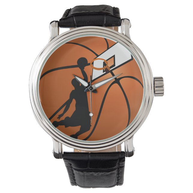 Slam Dunk Basketball Player met Hoop op Ball Horloge (Voorkant)