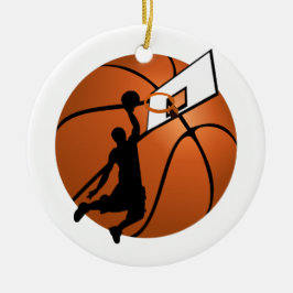 Slam Dunk Basketball Player met Hoop op Ball Keramisch Ornament