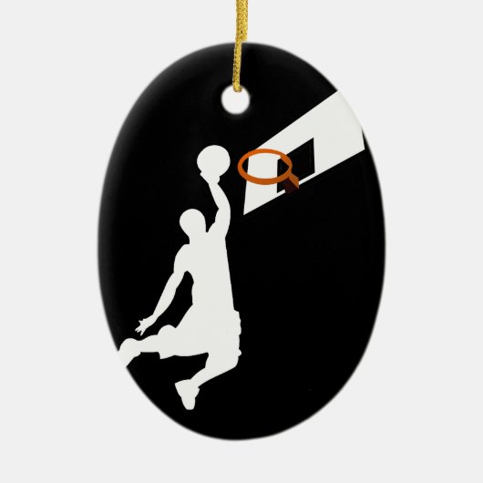 Slam Dunk Basketball Player - White Silhouette Keramisch Ornament (Voorkant)