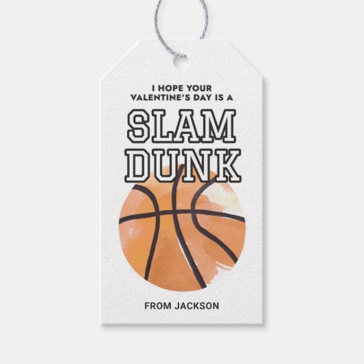 Slam Dunk Basketball Sports Valentijnsdag Cadeaulabel (Voorkant)
