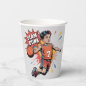 Slam Dunk Boy Verjaardag Bash Papieren Bekers (Achterkant)