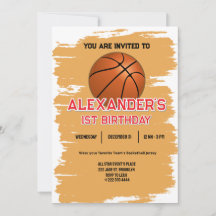 Slam Dunk First Birthday Bash Invitation
