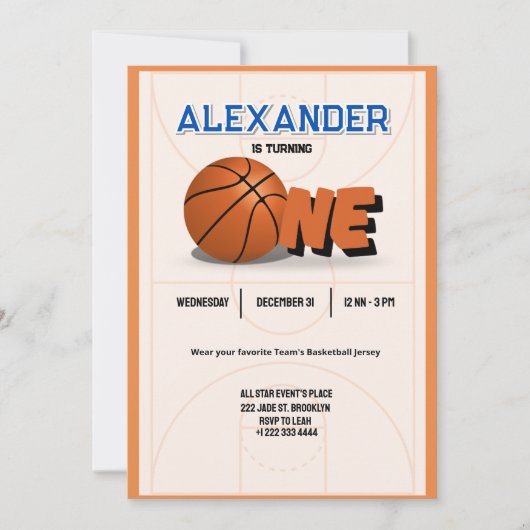 Slam Dunk First Birthday Bash Invitation (Devant)