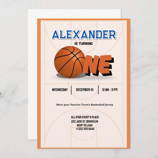 Slam Dunk First Birthday Bash Invitation (Devant / Derrière)