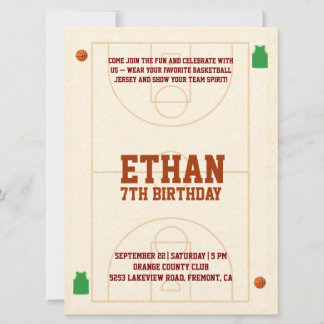 Slam Dunk Kids Basketball Birthday Invitation