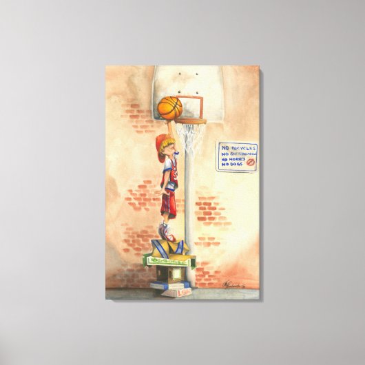 Slam Dunk op Basketball Hoop van Jay Throckmorton Canvas Afdruk (Voorkant)
