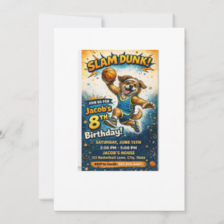 Slam Dunk Verjaardagsuitnodiging – Leuk Basketbal Kaart