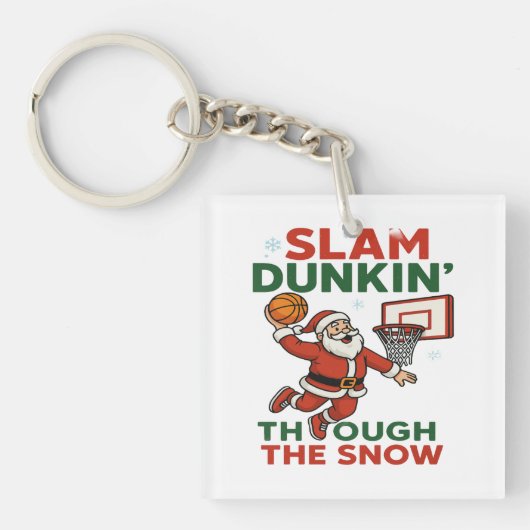 Slam Dunkin Through The Snow- Christmas Basketball Sleutelhanger (voorkant)
