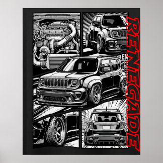 Slammed Renegade Widebody Turbo Comic Grafisch Poster