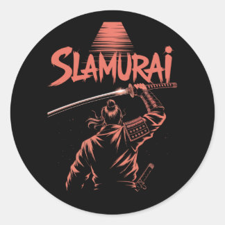Slamurai Funny Samurai Pun T-shirt Japanse parodie Ronde Sticker