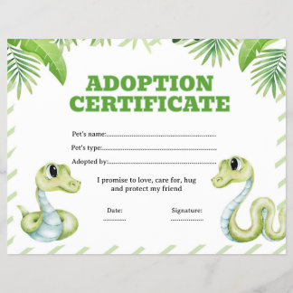 Slang adopteer een huisdier certificaat bewerkbaar flyer