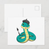 Slang als Schilder met verfkwast Briefkaart (Voorkant / Achterkant)