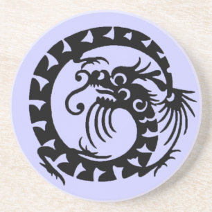 SLANG DRAGON, zwart en blauw Zandsteen Onderzetter