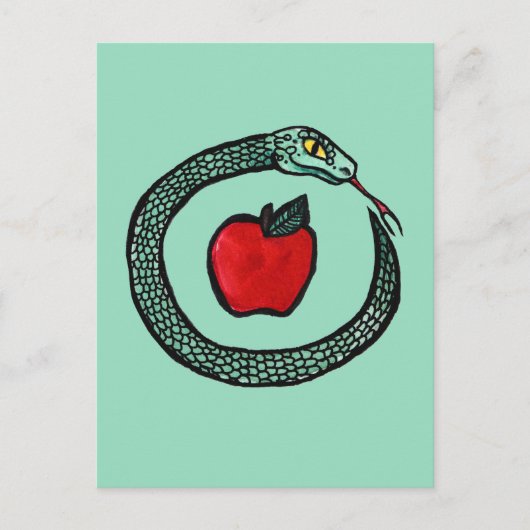 Slang en Appel Briefkaart (Voorkant)