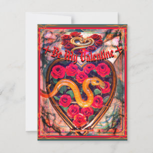 Slang, Hart en Rozen Dodelijke Valentijnsposter Feestdagenkaart