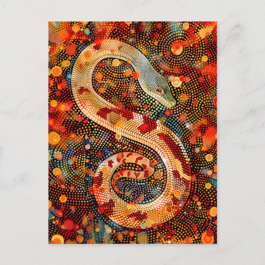 Slang in Aboriginal Dot Art Style Briefkaart (Voorkant)